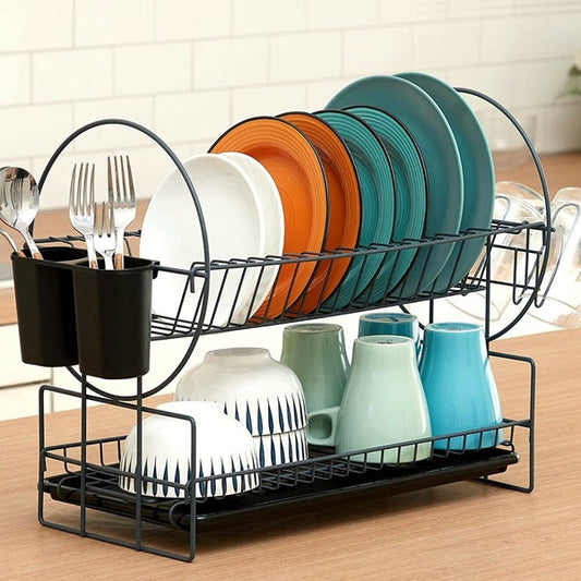 Dish Drying Rack 2 Layer Black Dish Drying Rack For Kitchen Counter