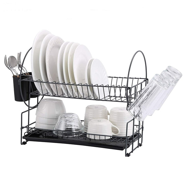 Dish Drying Rack 2 Layer Black Dish Drying Rack For Kitchen Counter