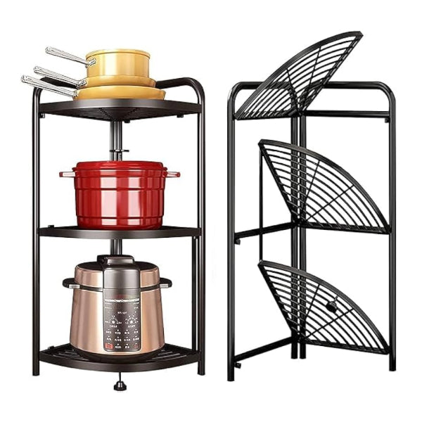 3 Tier Storage Rack Organizer Stylish Metal 3 Tier Multipurpose Kitchen Shelf Corner Storage Rack Organizer