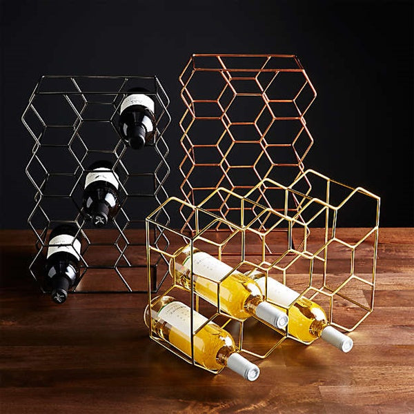 Wine Rack Geometric Lightweight Gold Wine Rack for 11 Wine Bottles