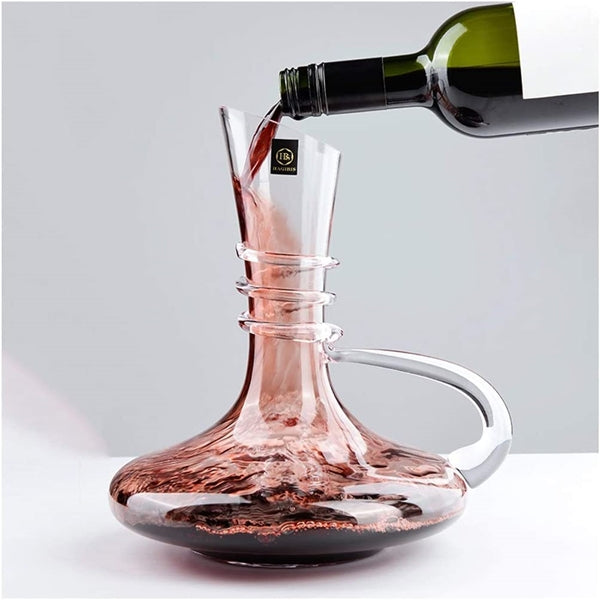 Wine Decanter Set 5 Piece Oblique Opening Design with Handle Wine Decanter Set