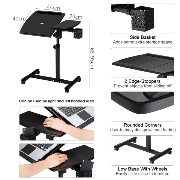 Standing Laptop Table Multipurpose Foldable Rolling Desk Overbed Standing Laptop Table