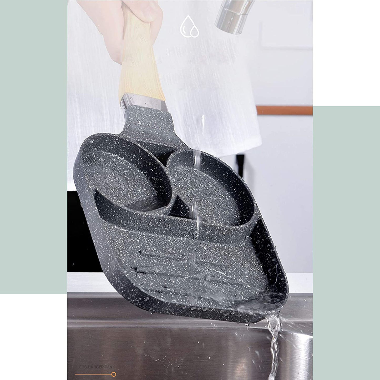 Non Stick Egg Frying Pan with 2 Holes