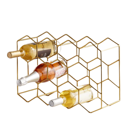 Wine Rack Geometric Lightweight Gold Wine Rack for 11 Wine Bottles