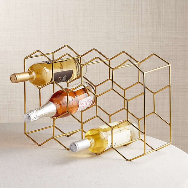 Wine Rack Geometric Lightweight Gold Wine Rack for 11 Wine Bottles