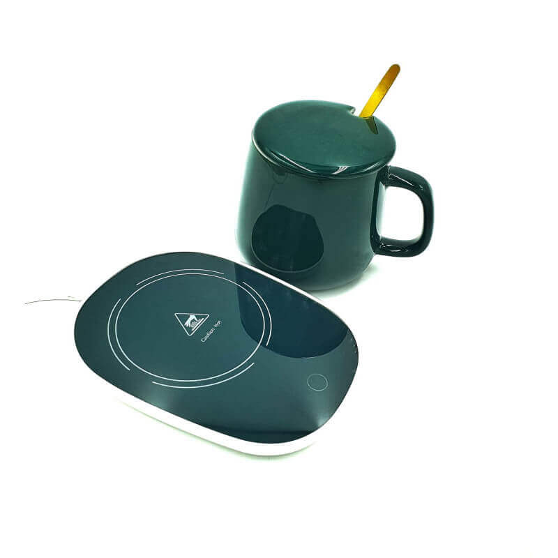 Portable Coffee Ceramic Mug Set With Warming Coaster